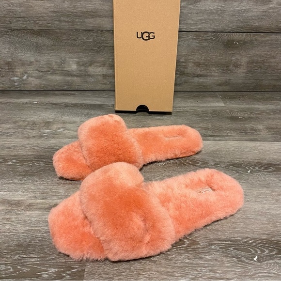 UGG | Fluff Slide II Slipper In Clay Pot Salmon Color NEW - Picture 4 of 10